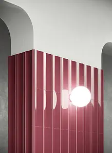 Optik unicolor, Farbe rote, Stil design, Hintergrundfliesen, Keramik, 15x45 cm, Oberfläche glänzende