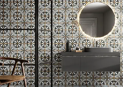 Background tile, Color black & white, Style handmade, Ceramics, 12.5x12.5 cm, Finish matte