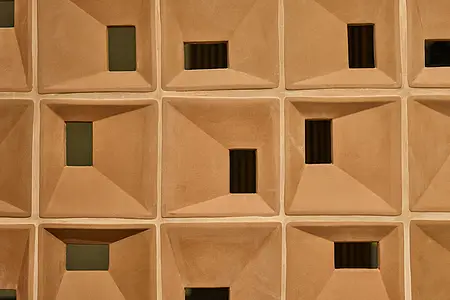Lattice brick, Color beige,brown,orange, Style designer, Ceramics, 20.5x20.5 cm, Finish matte