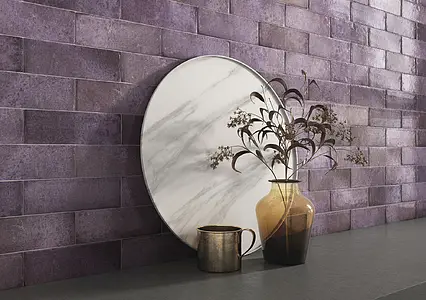 Grundflise, Effekt left_menu_crackleur , Farve violet, Keramik, 6.5x20 cm, Overflade blank