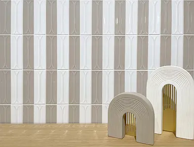 Carrelage, Effet unicolore, Teinte blanche, Grès cérame émaillé, 5x15 cm, Surface brillante