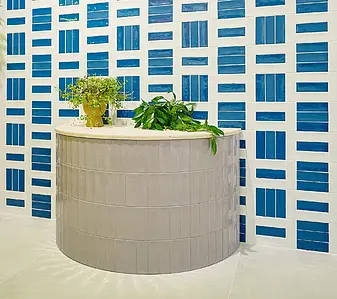 Background tile, Effect unicolor, Color white, Glazed porcelain stoneware, 4.8x14.6 cm, Finish antislip