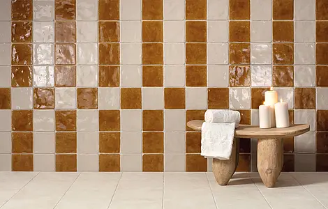 Background tile, Effect terracotta, Color beige, Glazed porcelain stoneware, 12x12 cm, Finish glossy