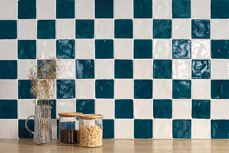 Background tile, Effect terracotta, Color white, Glazed porcelain stoneware, 12x12 cm, Finish glossy