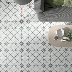 Background tile, Effect faux encaustic tiles, Color multicolor, Glazed porcelain stoneware, 22.3x22.3 cm, Finish antislip