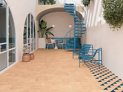 Background tile, Effect terracotta, Color beige, Glazed porcelain stoneware, 22.3x22.3 cm, Finish antislip
