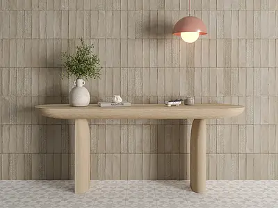 Background tile, Color beige, Glazed porcelain stoneware, 6x24.6 cm, Finish matte
