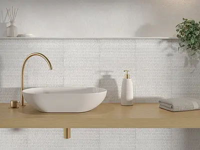 Background tile, Color white, Glazed porcelain stoneware, 6x24.6 cm, Finish matte