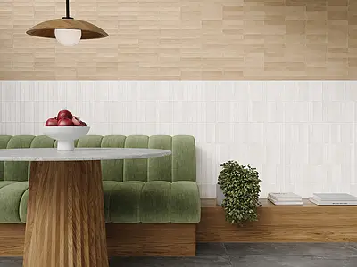 Background tile, Effect unicolor, Color white, Glazed porcelain stoneware, 4.6x18.4 cm, Finish matte