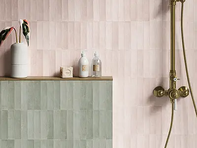 Background tile, Effect unicolor, Color pink, Glazed porcelain stoneware, 4.6x18.4 cm, Finish matte