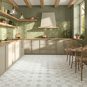 Background tile, Color green,beige,grey,multicolor, Glazed porcelain stoneware, 22.3x22.3 cm, Finish matte