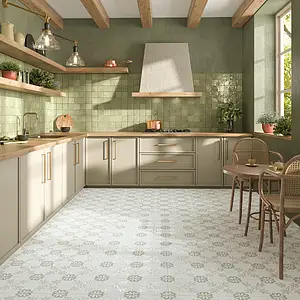 Background tile, Color green,beige,grey,multicolor, Glazed porcelain stoneware, 22.3x22.3 cm, Finish matte