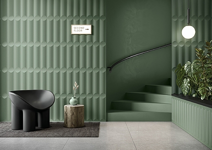 Background tile, Effect unicolor, Color green, Style designer, Ceramics, 12.5x50 cm, Finish matte