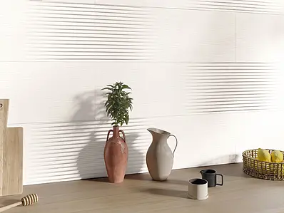 Background tile, Effect unicolor, Color white, Style designer, Ceramics, 32x90 cm, Finish matte