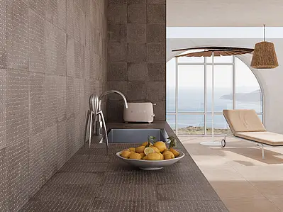 Background tile, Effect concrete, Color beige, Glazed porcelain stoneware, 90x90 cm, Finish antislip