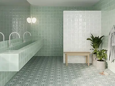 Background tile, Effect unicolor, Color white, Style handmade, Ceramics, 13.2x13.2 cm, Finish glossy