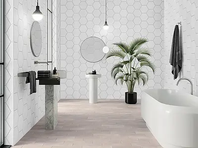 Background tile, Effect concrete, Color white, Glazed porcelain stoneware, 21.5x25 cm, Finish antislip