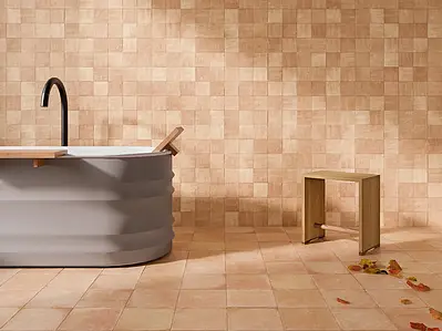 Background tile, Effect terracotta, Color brown, Glazed porcelain stoneware, 22.3x22.3 cm, Finish antislip