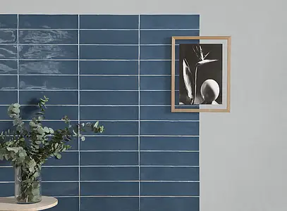 Background tile, Effect unicolor, Color navy blue, Ceramics, 7.5x30 cm, Finish glossy