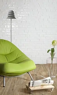 Background tile, Effect unicolor, Color white, Ceramics, 7.5x30 cm, Finish glossy