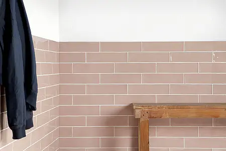 Background tile, Effect unicolor, Color pink, Ceramics, 7.5x30 cm, Finish glossy