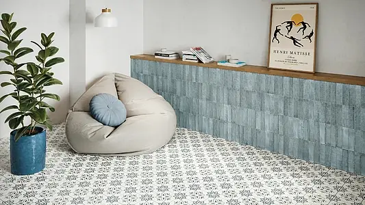 Background tile, Color white,multicolor, Style provence, Glazed porcelain stoneware, 23.3x23.3 cm, Finish antislip