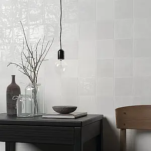 Background tile, Effect unicolor, Color white, Style handmade,zellige, Ceramics, 10x10 cm, Finish glossy