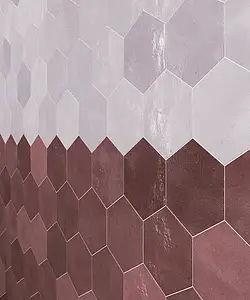 Effetto unicolore, Colore rosa, Stile lavorazione a mano,zellige, Piastrella di fondo, Ceramica, 16.2x18.5 cm, Superficie lucida