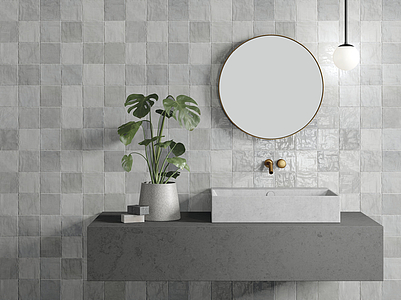 Background tile, Effect unicolor, Color grey, Style handmade,zellige, Ceramics, 10x10 cm, Finish glossy