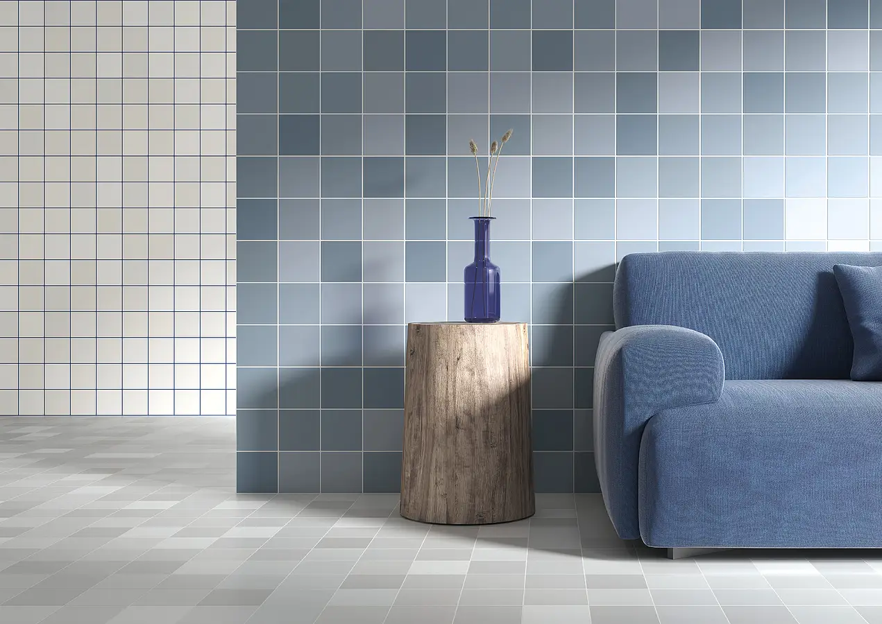 Background tile, Color white, Glazed porcelain stoneware, 12.3x12.3 cm, Finish matte
