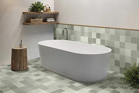 Background tile, Color green, Glazed porcelain stoneware, 12.3x12.3 cm, Finish matte