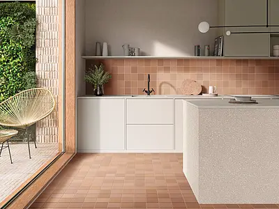Background tile, Color brown, Glazed porcelain stoneware, 12.3x12.3 cm, Finish matte