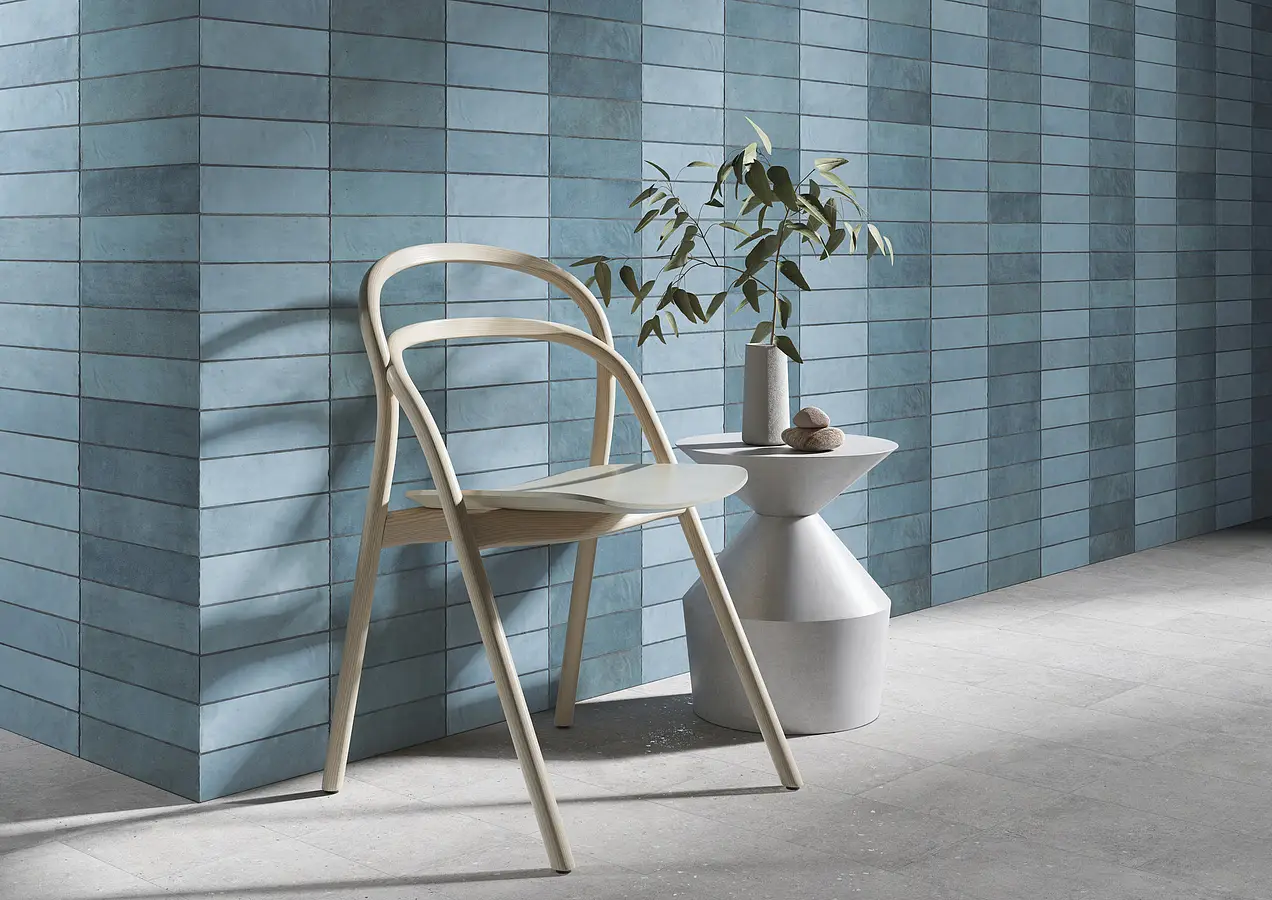 Background tile, Color sky blue, Style zellige, Ceramics, 6.5x20 cm, Finish matte