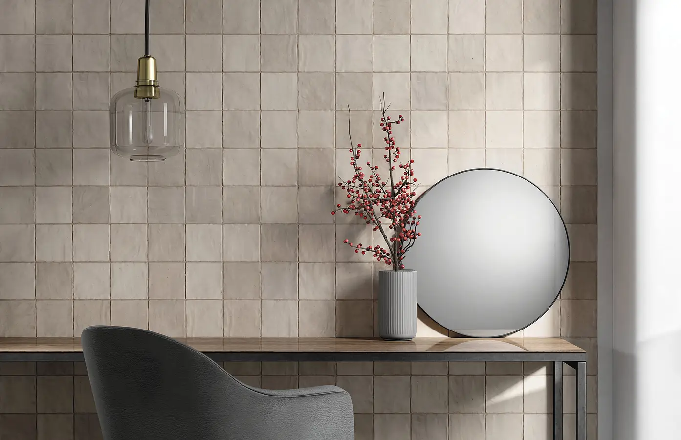 Background tile, Color beige, Style zellige, Ceramics, 10x10 cm, Finish matte