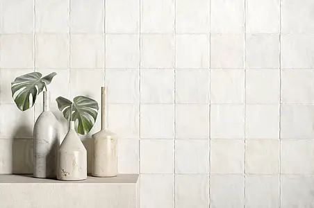 Background tile, Effect unicolor, Color white, Style handmade,zellige, Ceramics, 10x10 cm, Finish matte