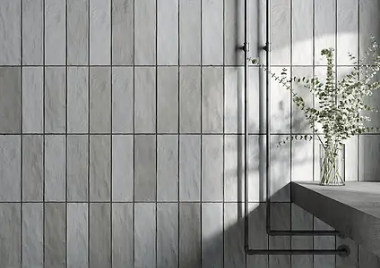 Background tile, Effect unicolor, Color grey, Style handmade,zellige, Ceramics, 6.5x20 cm, Finish matte