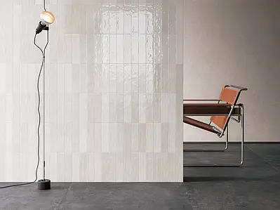 Background tile, Color white, Style zellige, Glazed porcelain stoneware, 6x24.6 cm, Finish glossy