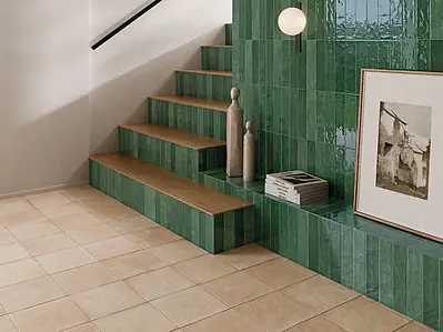 Background tile, Color green, Style zellige, Glazed porcelain stoneware, 6x24.6 cm, Finish glossy