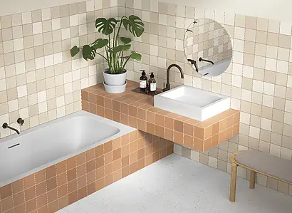 Background tile, Effect terrazzo, Color white, Glazed porcelain stoneware, 90x90 cm, Finish antislip