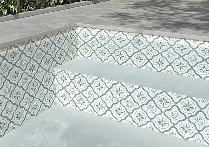 Grundflise, Farve hvid,med flere farver, Glaseret porcelænsstentøj, 22.3x22.3 cm, Overflade skridsikker