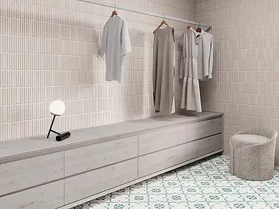 Background tile, Color white,multicolor, Glazed porcelain stoneware, 22.3x22.3 cm, Finish antislip