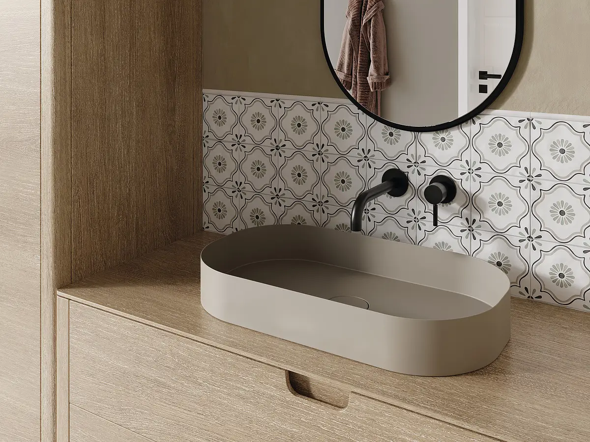 Background tile, Color white, Glazed porcelain stoneware, 12.3x12.3 cm, Finish matte