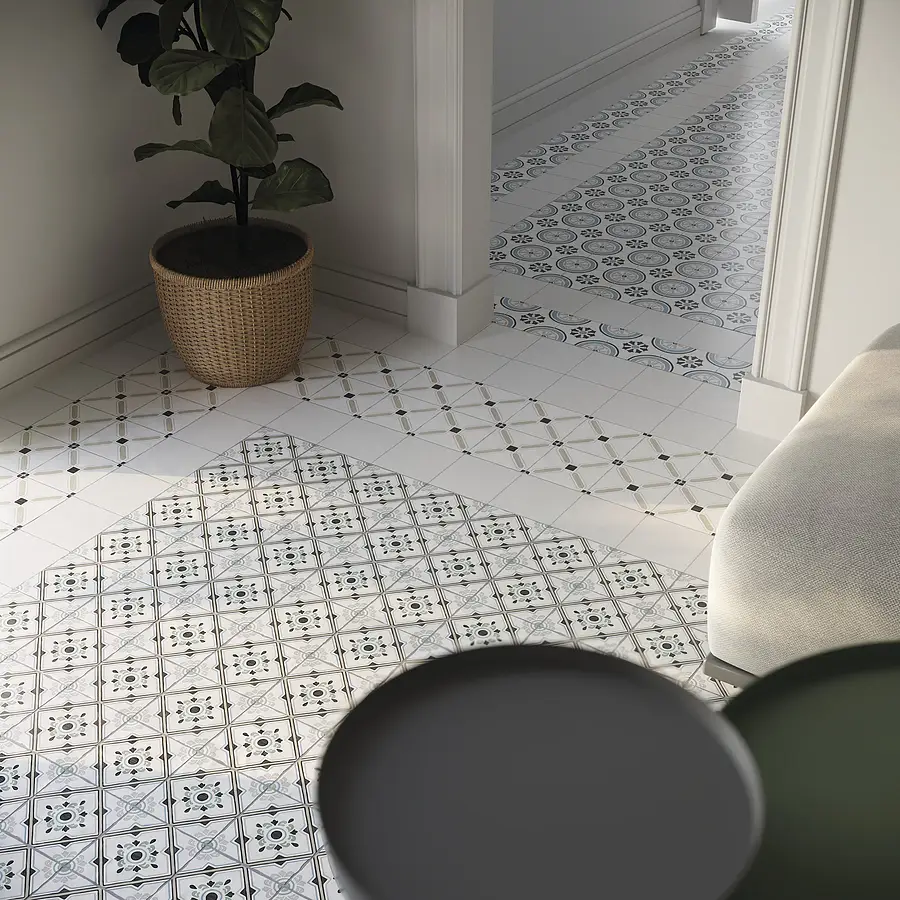 Background tile, Color white, Glazed porcelain stoneware, 12.3x12.3 cm, Finish matte