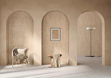 Background tile, Color beige, Glazed porcelain stoneware, 6x30 cm, Finish matte