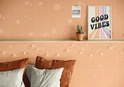 Hintergrundfliesen, Optik unicolor, Farbe orange, Stil design, Glasiertes Feinsteinzeug, 20x40 cm, Oberfläche matte