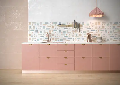 Piastrella di fondo, Effetto cemento, Colore beige,rosa, Ceramica, 25x75 cm, Superficie opaca