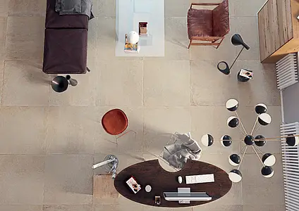 Background tile, Effect metal, Color beige, Unglazed porcelain stoneware, 90x90 cm, Finish matte