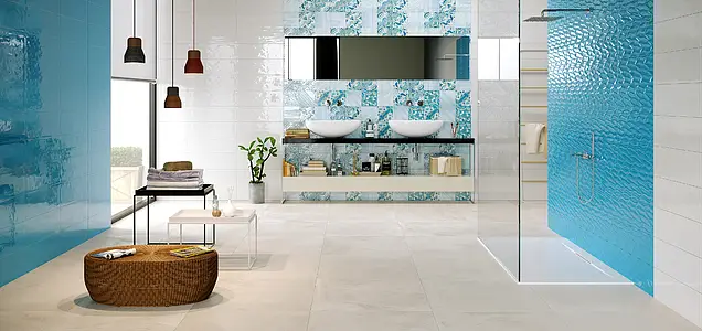 Background tile, Effect unicolor, Color white, Ceramics, 20x60 cm, Finish glossy