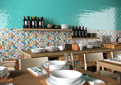 Background tile, Effect unicolor, Color green, Ceramics, 20x60 cm, Finish glossy