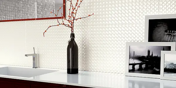 Background tile, Effect unicolor, Color white, Ceramics, 20x60 cm, Finish matte